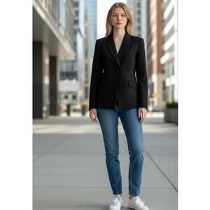 The Fold London Dulwich Wool Blazer Womens US 14 Black Tailored Jacket NWT